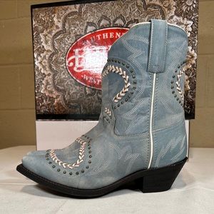 Laredo Western Boots Fancy Sky Blue With Studs Snip Toe Block Heel